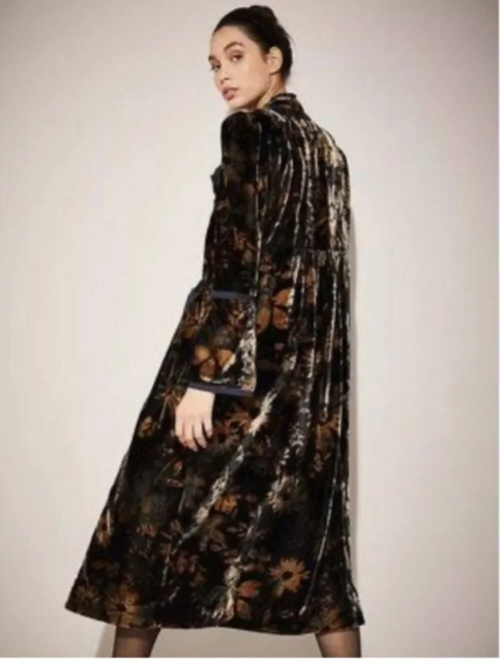 NWOT Gorgeous Free People Hazel Puff Shoulder Velvet Duster Coat. S - Picture 12 of 14